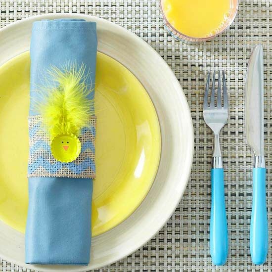 decoration assiette bleu jaune