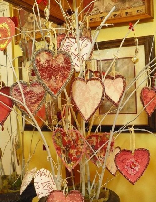 decoration branches arbre coeurs saint valentin