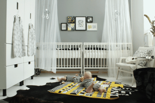 décoration chambre bebe fille noir blanc contemporaine
