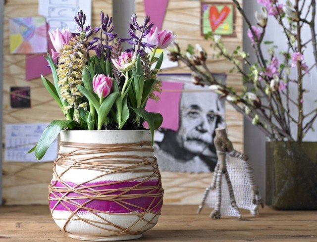 décoration printemps jacinthes vase