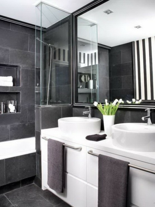 decoration salle bain noir blanc