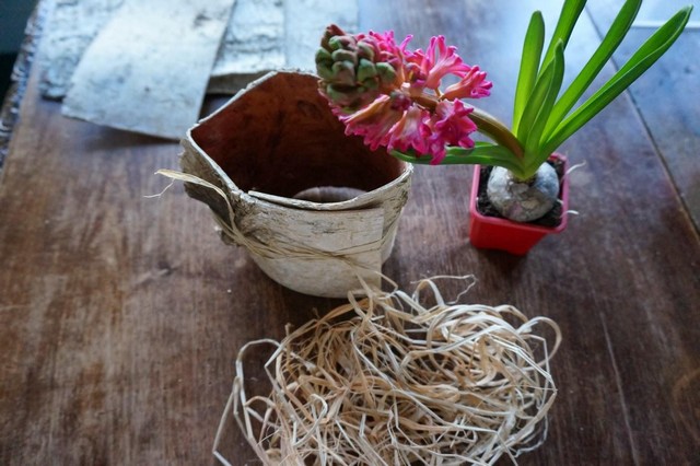 décoration table printemps préparer pot jacinthe