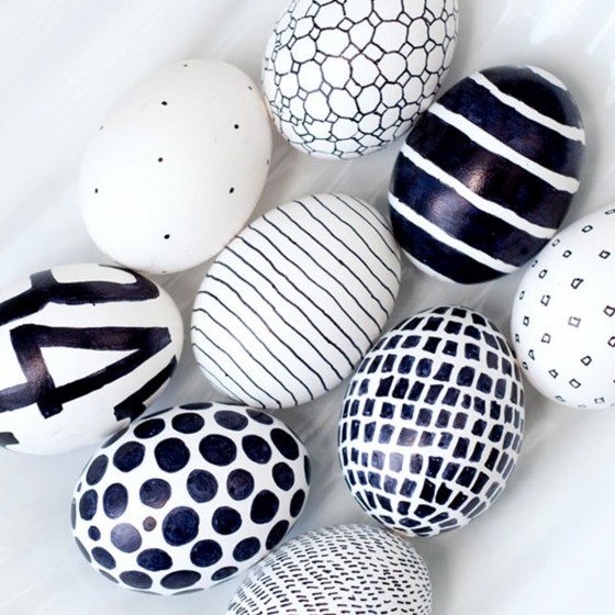 décorer des œufs noir blanc