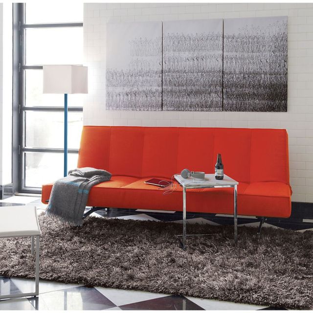 design et intérieur orange canapé moderne cb2 salon déco idée style