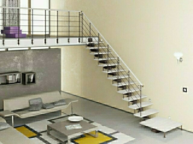 escalier en acier pour un design minimaliste salon idée 
