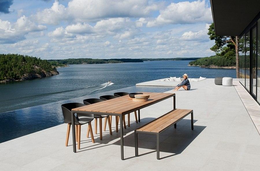 tendance 2015 design scandinave extérieur terrasse vintage chaise noir élégance table à manger océan bois banc