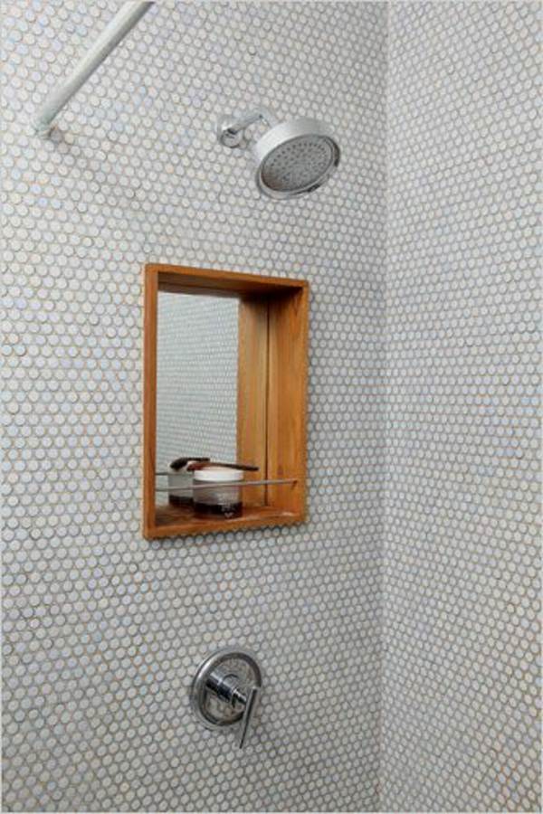 douche cabine avec petite alcove miroir