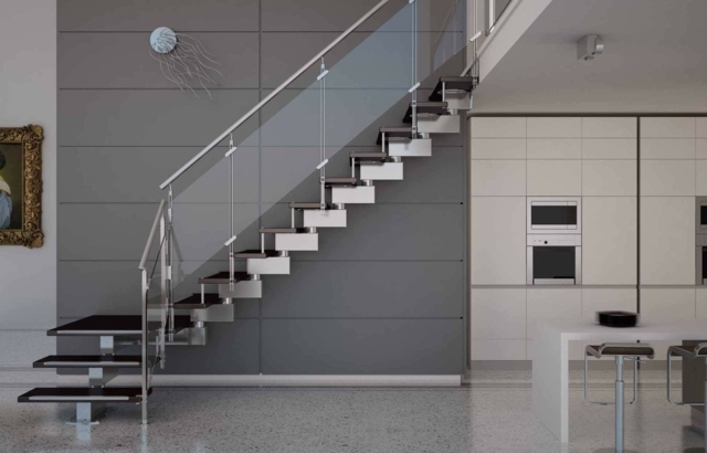 design moderne escalier en acier noir design industriel salon