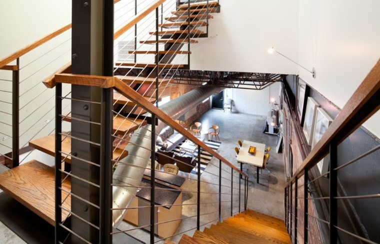 escalier acier bois idée aménager intérieur