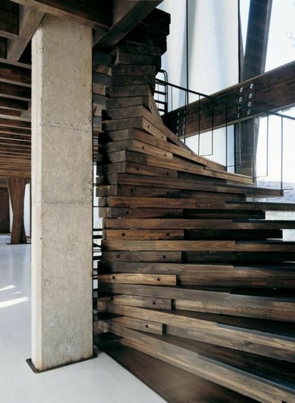 escalier design tout en bois