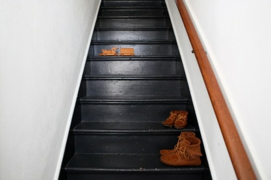 idee deco escalier noir couloir 