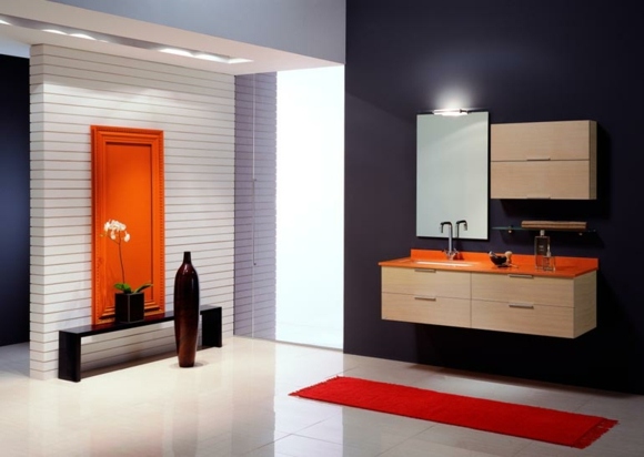 idee decoration salle bain accessoires orange