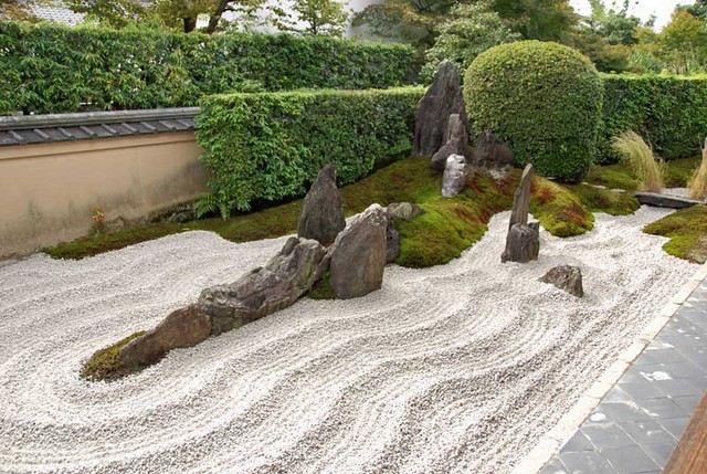 jardin japonais représentation montagne eau