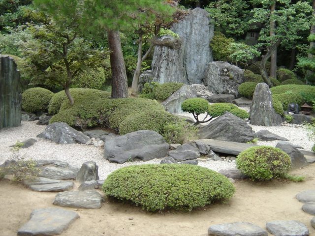 jardin japonais roches arbres paysage naturel