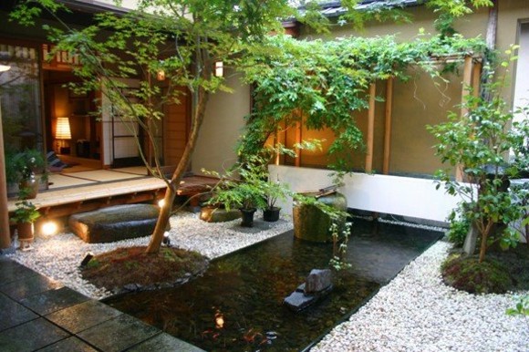 jardin minimaliste etang eau