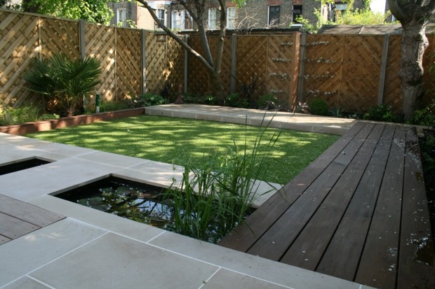 jardin moderne avec petits bassins
