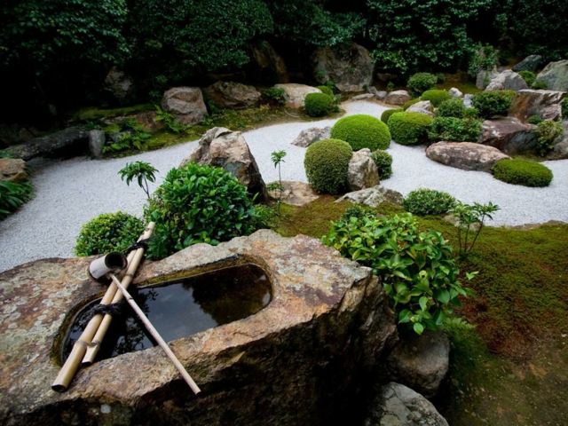 jardin style japonais mousse gravier roches