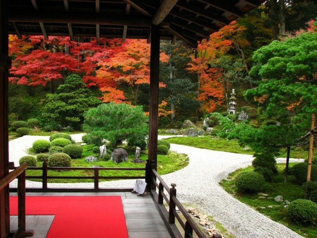 jardin style japonais pavillon sentier gravier