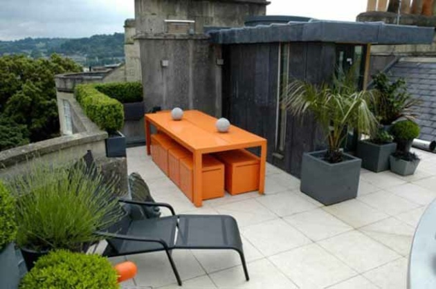 jardin terrasse moderne toit meubles contemporaines