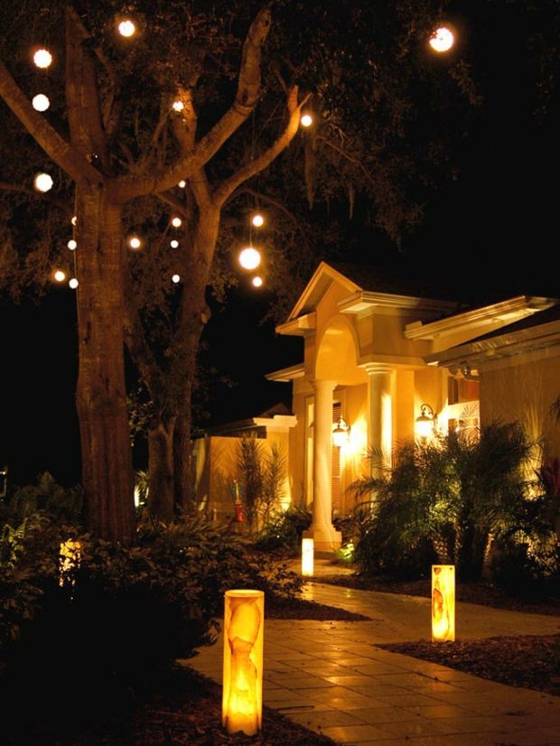 jardin terrasse éclairage romantique