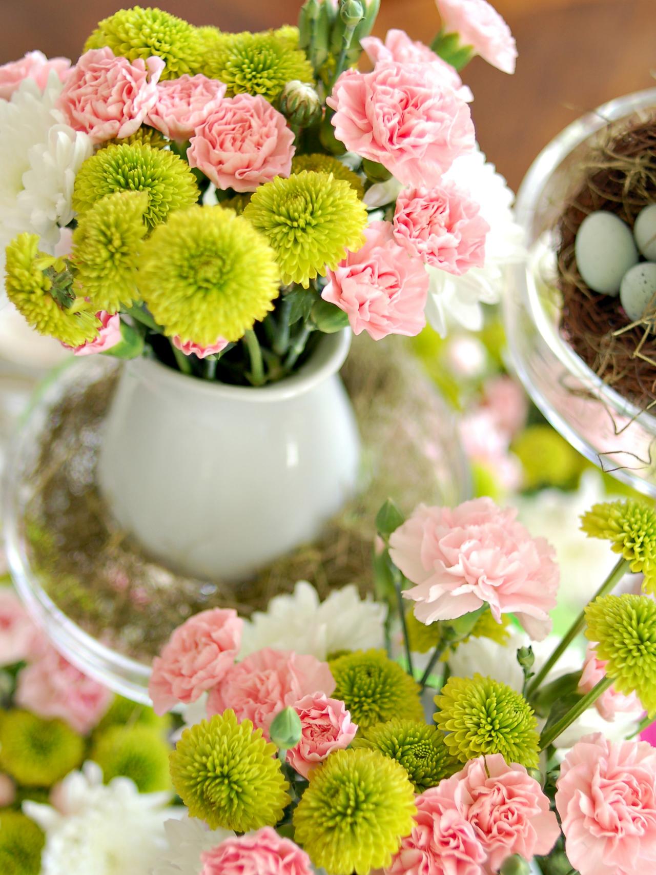 table déco printemps maison joli vert rose blanc idées marian parson idées originales géranium