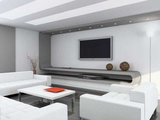 meuble TV design hitech gris