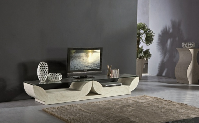 meuble TV design pierre verre
