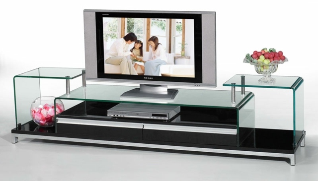 meuble TV design connecte verre 