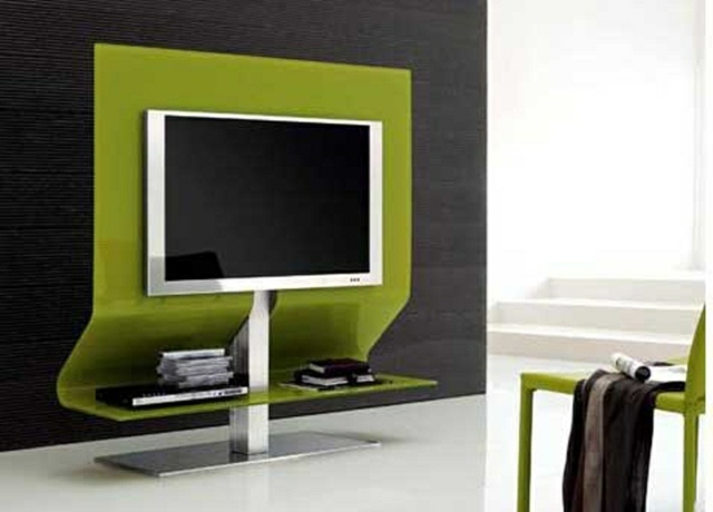meuble design pour téléviseur vert moderne