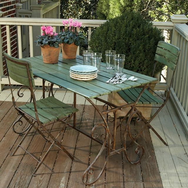table bois vert meubles extérieur design vieille romantique