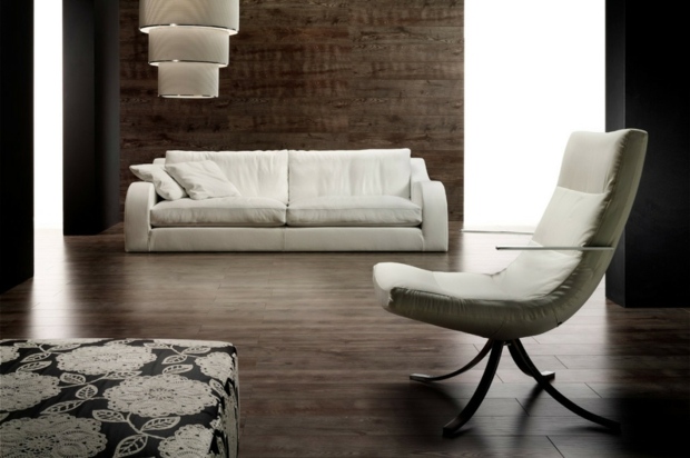 mobilier ultra-tendance blanc et sol en bois