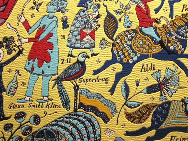 tapisserie moderne biennale de venice jaune oiseaux motifs idée déco tapis