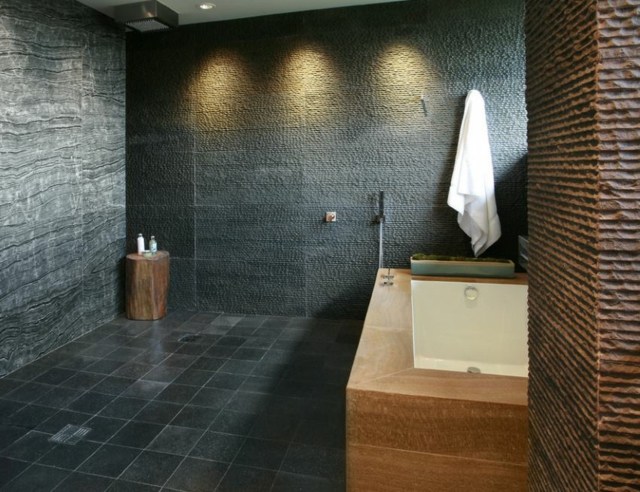 murs sol pierre salle bain minimaliste