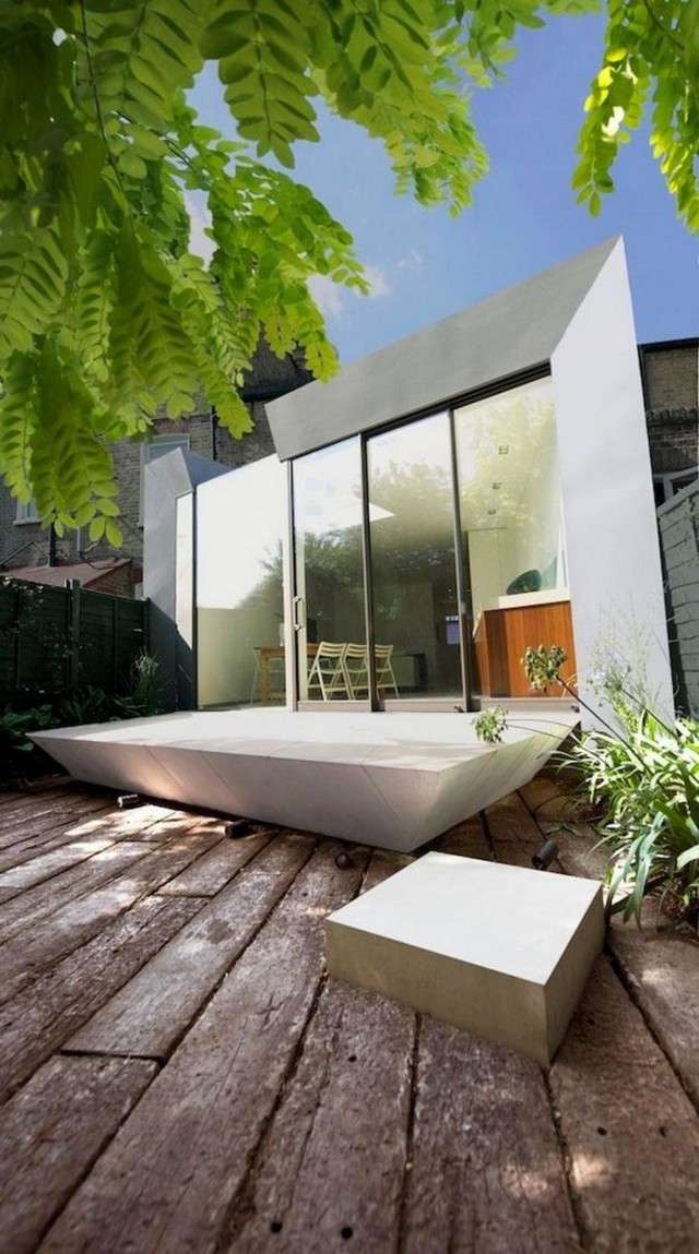 petit jardin moderne plancher poutres design