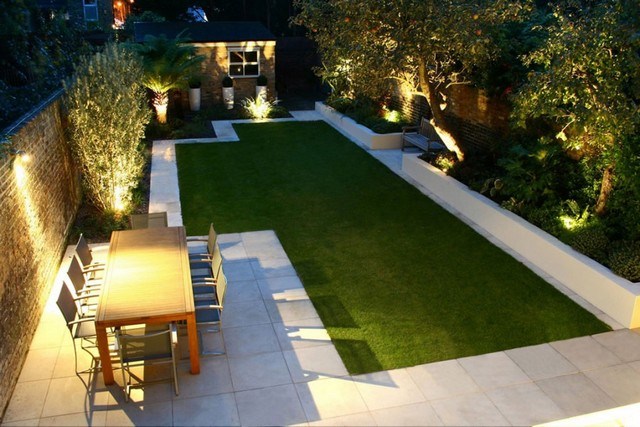 petit jardin moderne table éclairage nuit