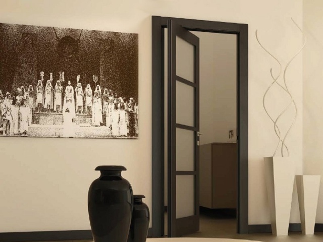 porte design contemporain verre cadre bois