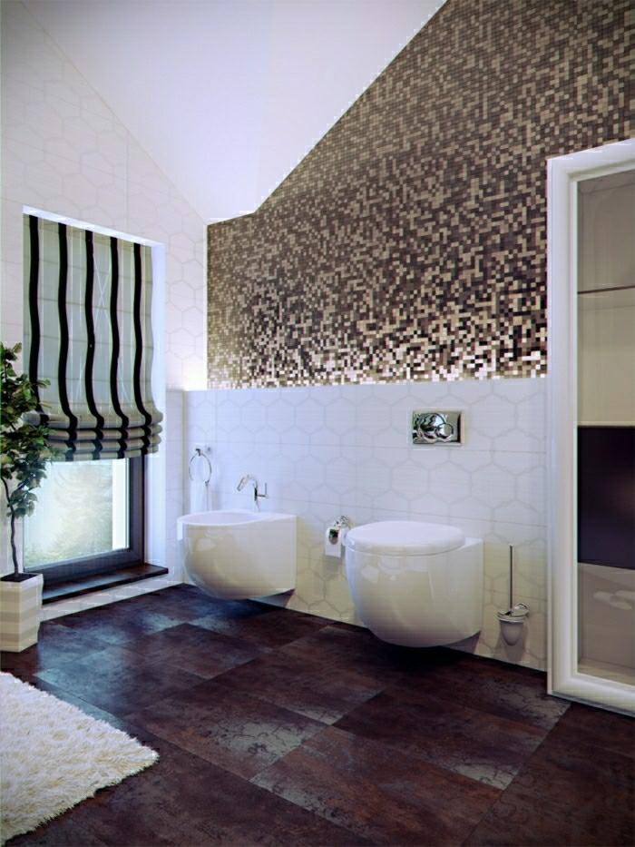 idée revêtement salle de bain moderne carrelage design toilettes