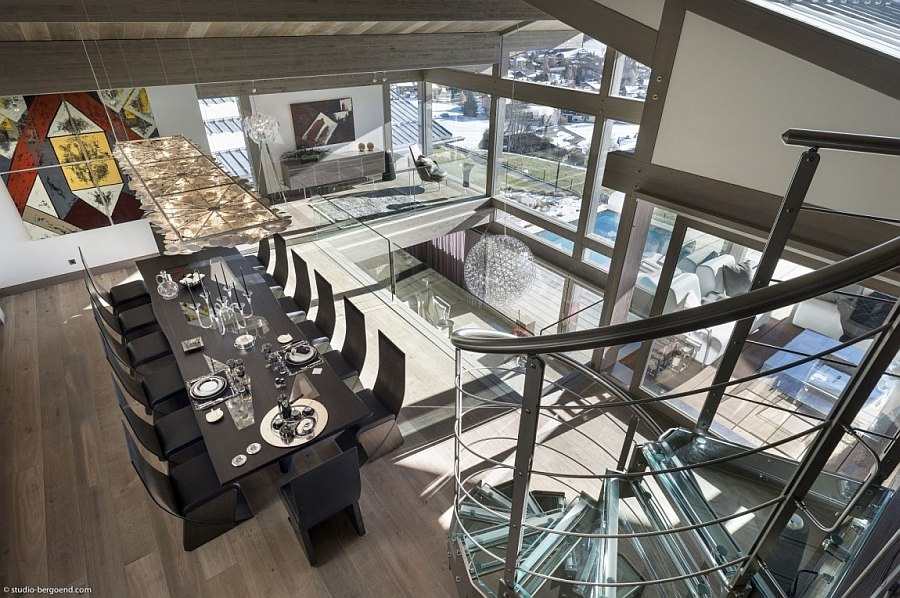 chalet salle à manger location france alpes moderne luxe grand ski vacances meuble design