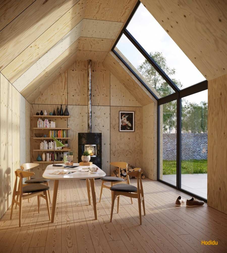 maison en bois table à manger en bois design sympa moderne contemporaine idée déco 