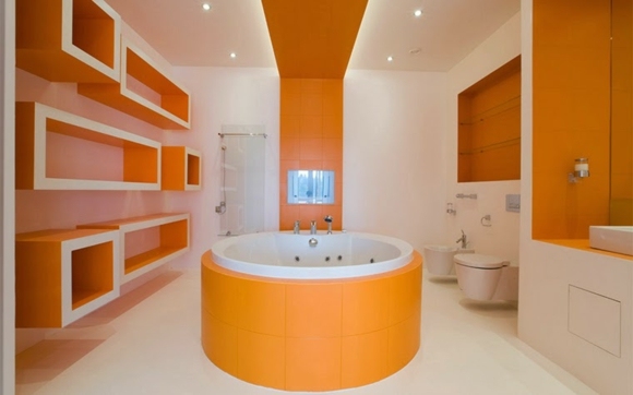 salle bain design moderne orange