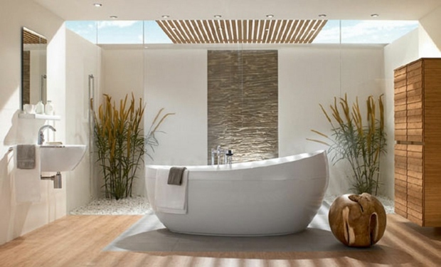 salle bain design revetement bambou