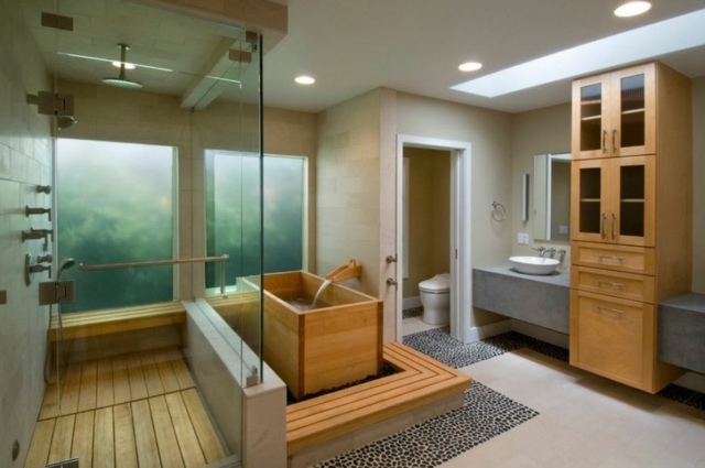 salle bain zen traditionnelle baignoire rectangulaire