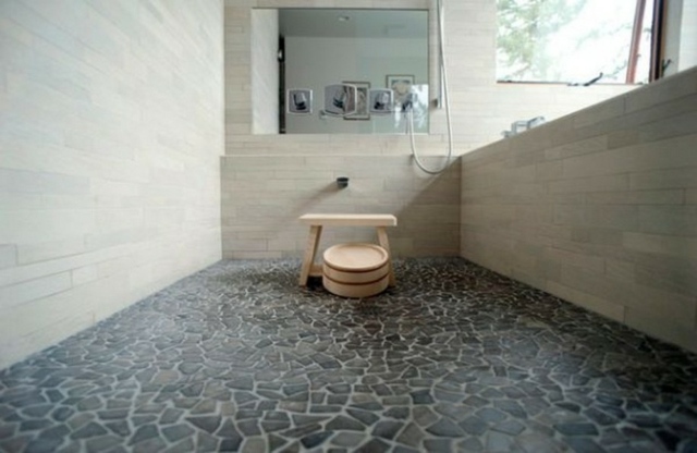 salle bain japonaise minimaliste tabouret
