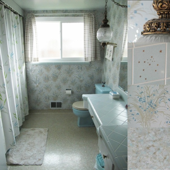 salle bain papier peint floral