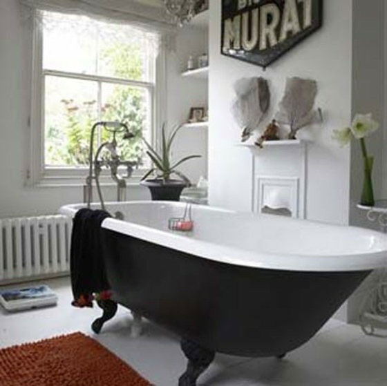 salle bain vintage noir blanc