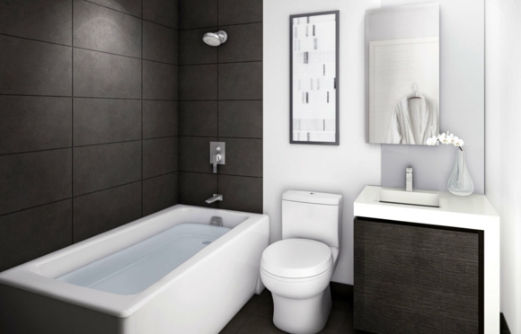 salle de bain design petit espace blanc gris