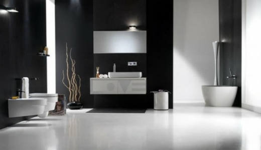 salle de bain noir et blanc ultra moderne