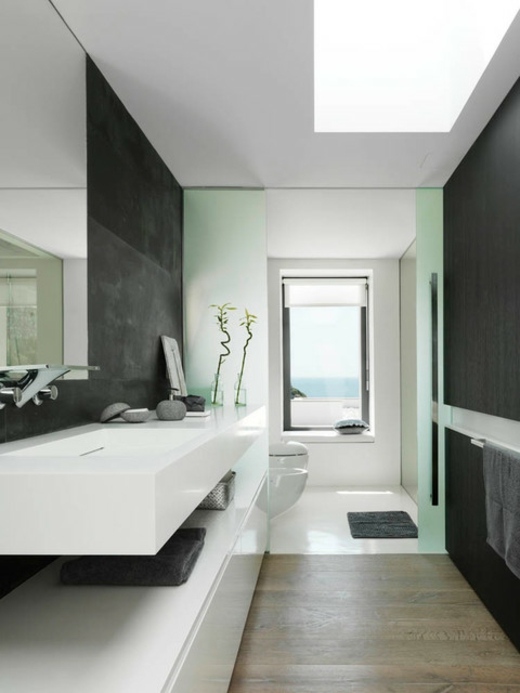 salle de bain noir et blanc zen