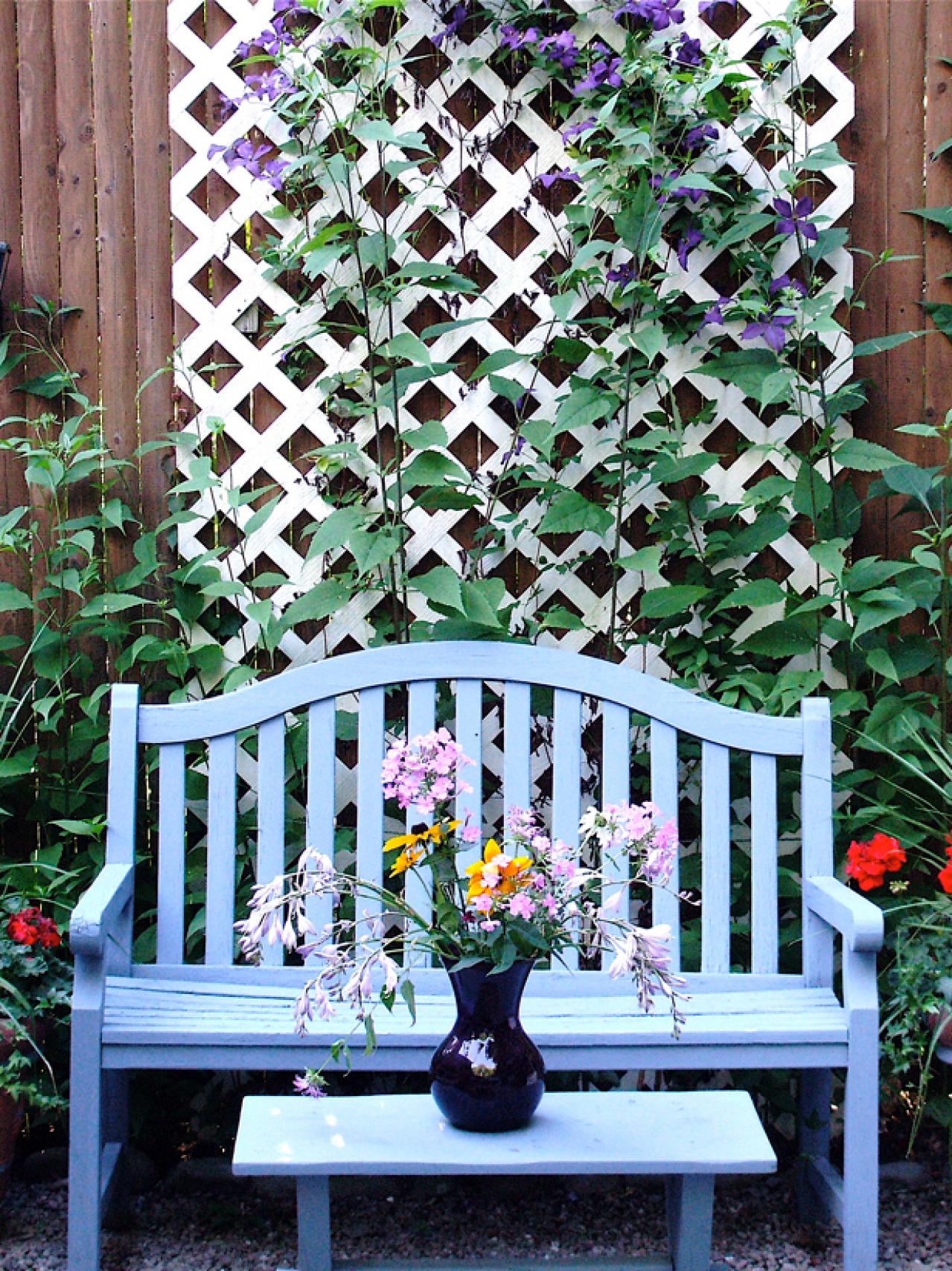 banc jardin bleu simple design épuré confort petit jardin