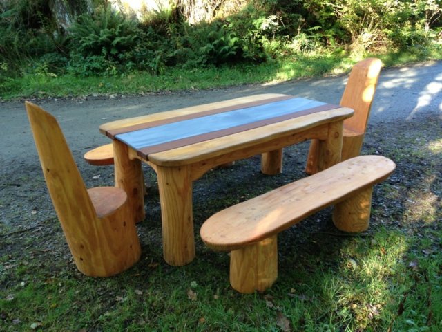 salon de jardin design table de jardin en bois naturel banc 